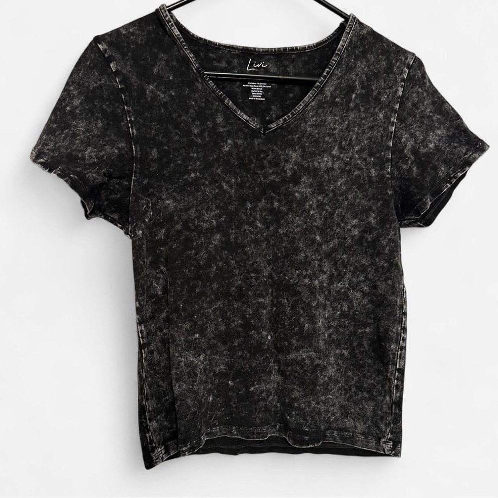 Olivia Rae Charcoal V-Neck Short Sleeve Tee
